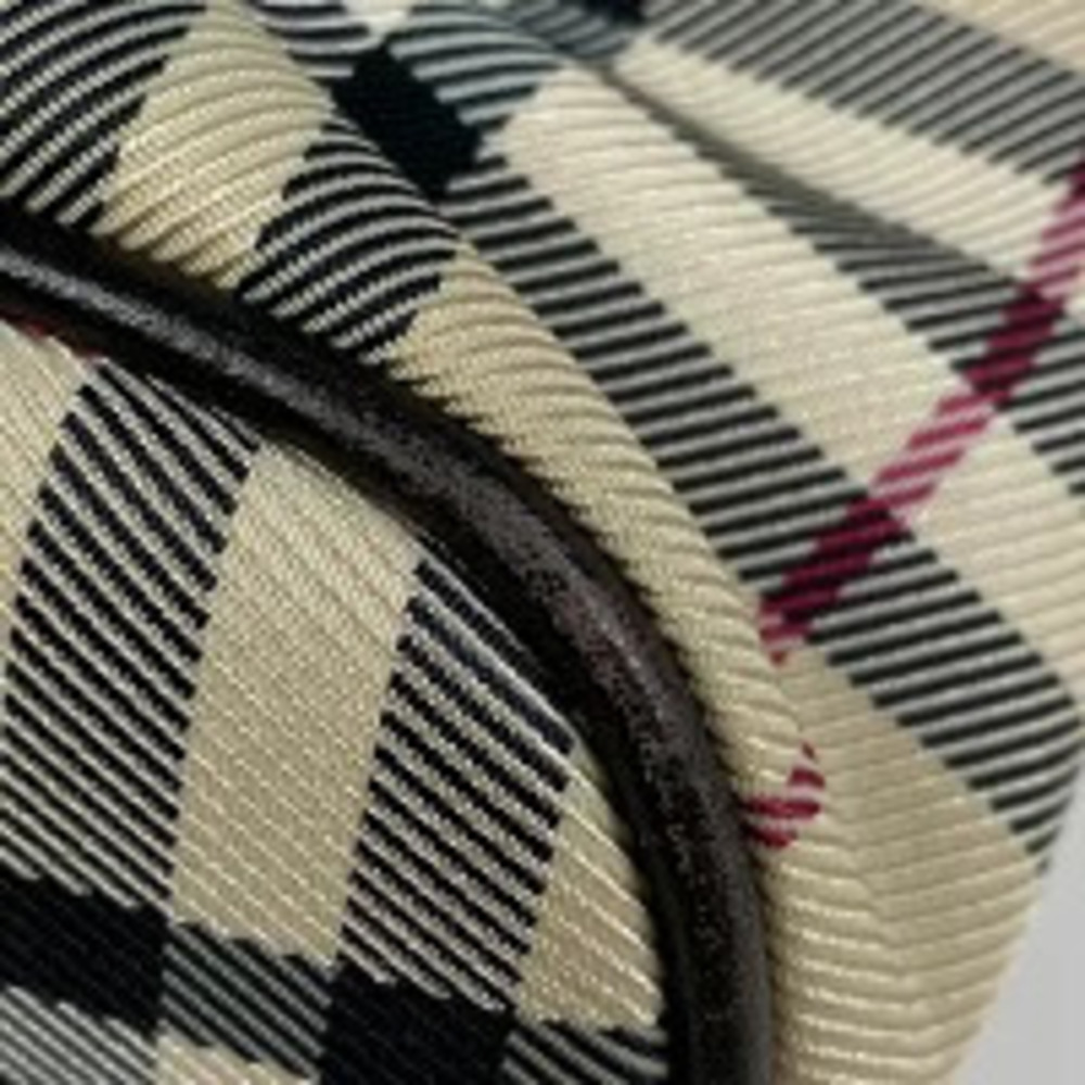 Burberry beige brown handbag check canvas tote bag Tan Brown